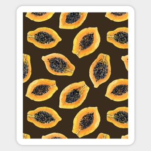 Papaya slices on dark brown Sticker